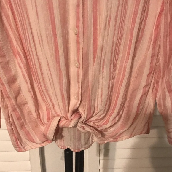 Style & Co pink & cream striped tie knot blouse, S - Picture 2 of 4